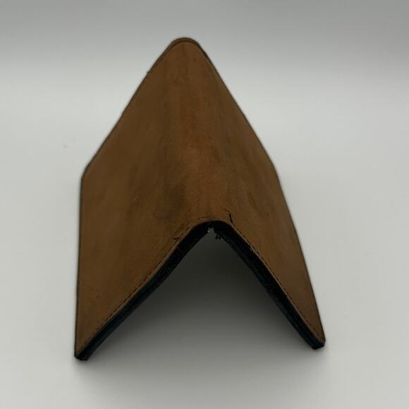 Minimalist Handmade Oaxaca Brown Suede Nubuck Leather Slim Bifold Card Wallet - Picture 8 of 9